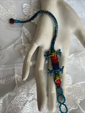 Handmade Beaded Rainbow Lizard bracelet - Colorful Women’s Jewelry
